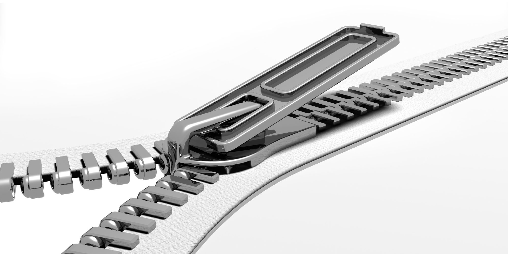 3D render of a zipper opening